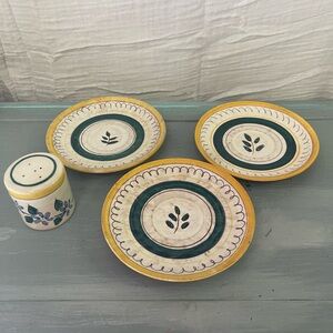 Terra rose plates and shaker